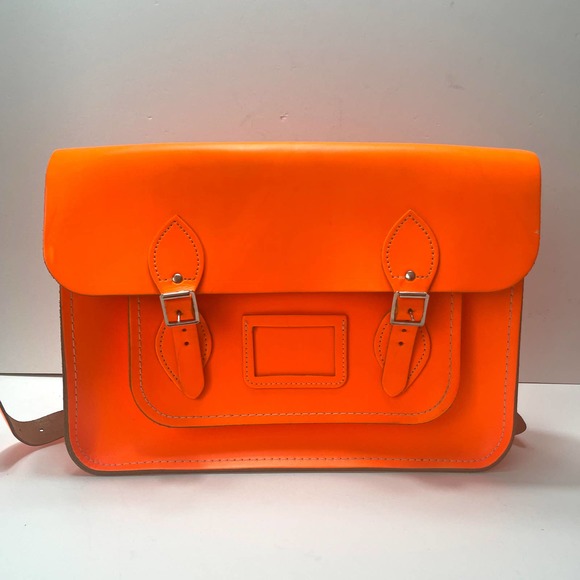 THE CAMBRIDGE SATCHEL COMPANY Neon Leather Backpack in Orange - Picture 2 of 14